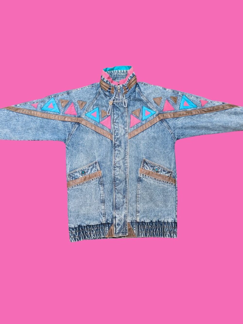 Vintage 80s Acid Wash Weathered Blues Jean Jacket for Women Size L - Picture 2 of 9